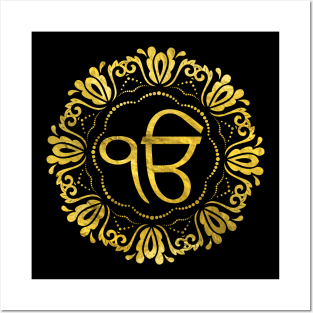 Decorative gold Ek Onkar / Ik Onkar  symbol Posters and Art